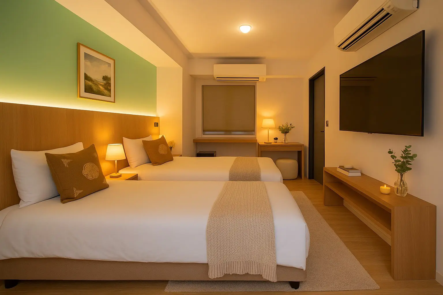  豪華雙人房 超大床或兩小床 有窗